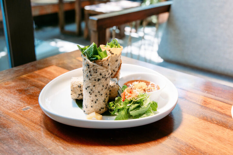 Rice paper rolls with steamed baby squid